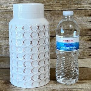 FTD White Ceramic Textured Medallion Vase Distressed Boho Farmhouse Decor 8 Inch